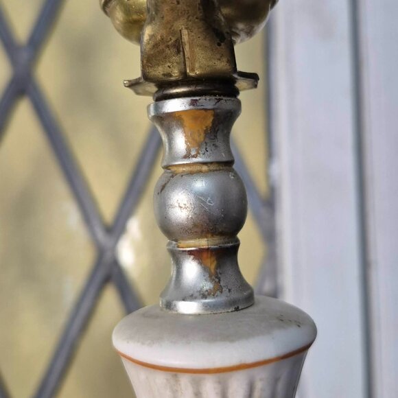 Vintage LEVITON Cream Porcelain & Brass 24" Lamp - Picture 12 of 16